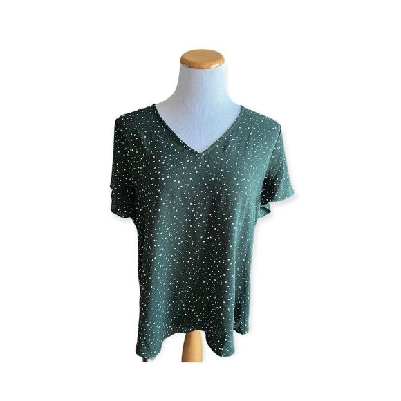 NWT Womens 41Hawthorn Zari V-Neck Jade Green Flutter Sleeve Blouse - Sz L - Picture 4 of 4